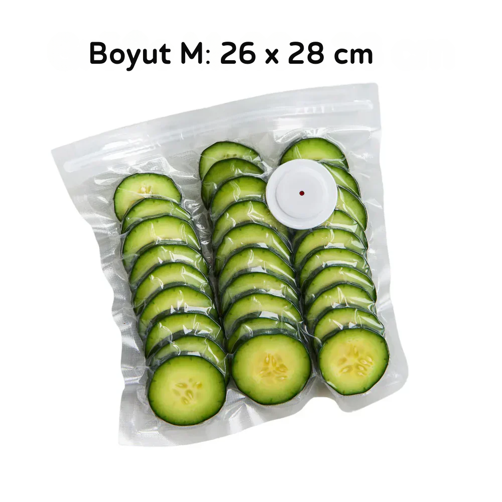 Vakumio™ Tazelik Poşetleri – 15 Parça (5S + 5M+ 5L)