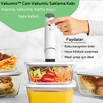 Vakumio™ - Vakumlu Cam Saklama Kapları 3'lü set